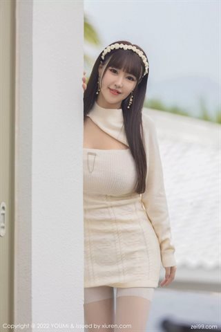 [YOUMI尤蜜荟] Vol.743 朱可儿Flora Weißes kurzes Kleid mit weißen Strümpfen - 0018.jpg
