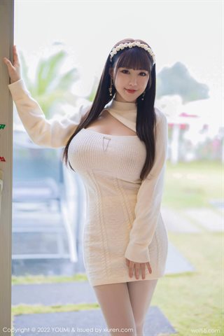 [YOUMI尤蜜荟] Vol.743 朱可儿Flora Gaun pendek putih dengan stoking putih - 0021.jpg