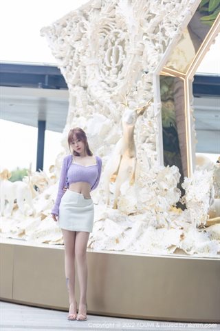 [YOUMI尤蜜荟] Vol.760 王雨纯 Фиолетовый свитер с белой юбкой - 0009.jpg